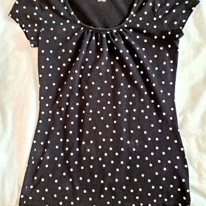 Merona polka dot black and white top women's size XS